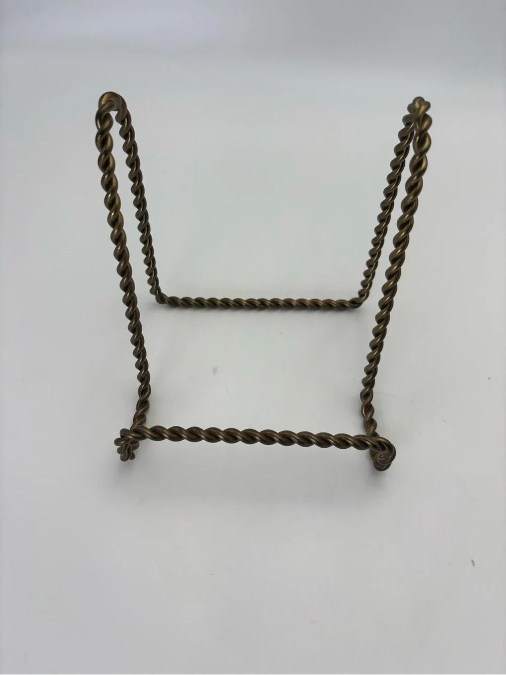 Vintage Sturdy Twisted Metal Display Stand - Brass Colored Finish